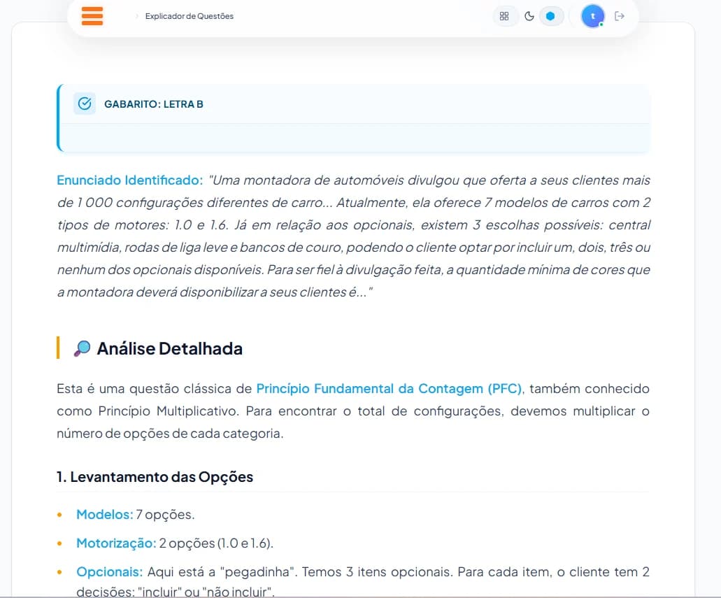Explicador de Questões